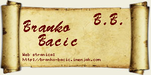 Branko Bačić vizit kartica